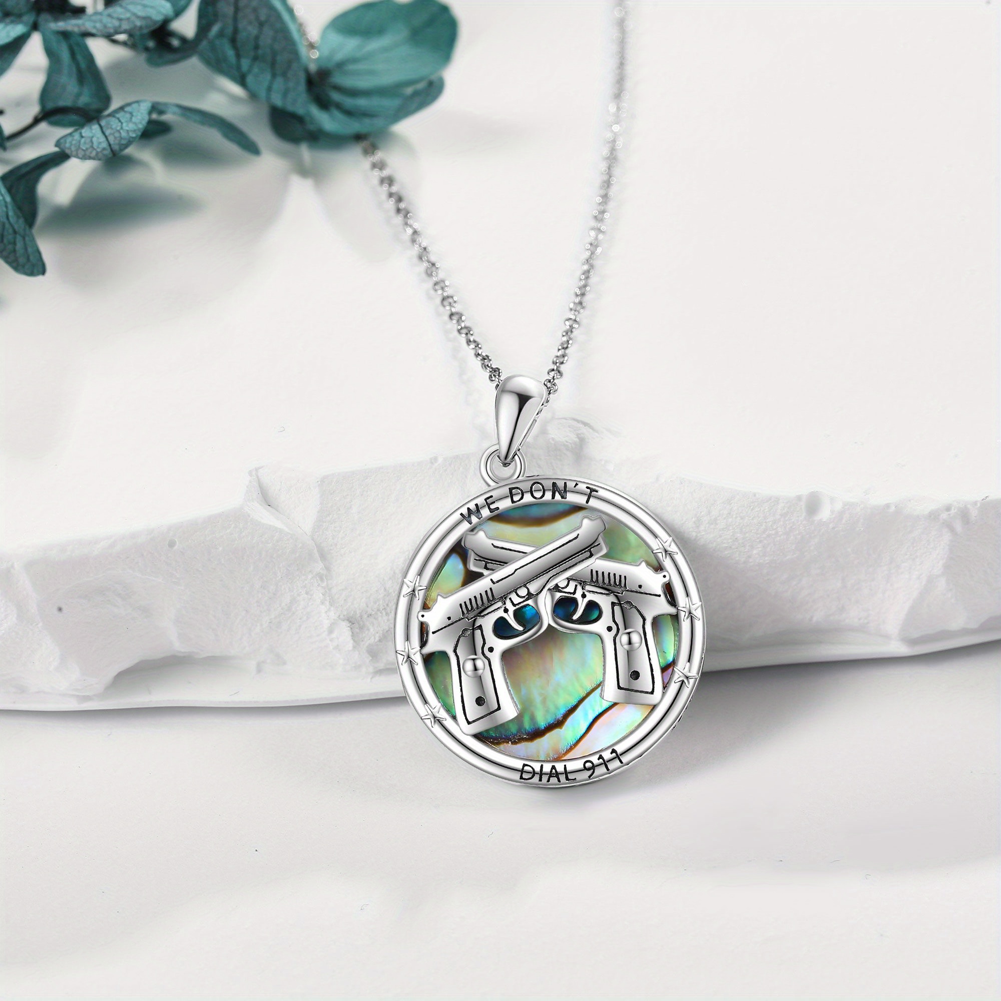 Gun Necklace 925 Sterling Silver Unisex Gun Charm Pendant Necklaces